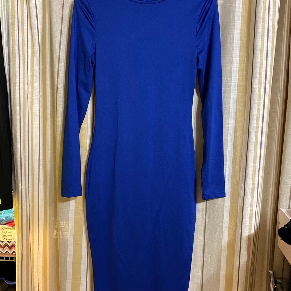 Sexy Bodycon Long Sleeve Round Maxi Pencil Dress